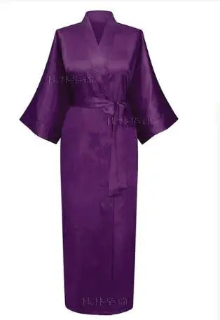 Women Silk Satin Long Wedding Bride Bridesmaid Robe Kimono Robe Feminino Bath