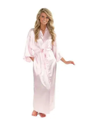 Women Silk Satin Long Wedding Bride Bridesmaid Robe Kimono Robe Feminino Bath