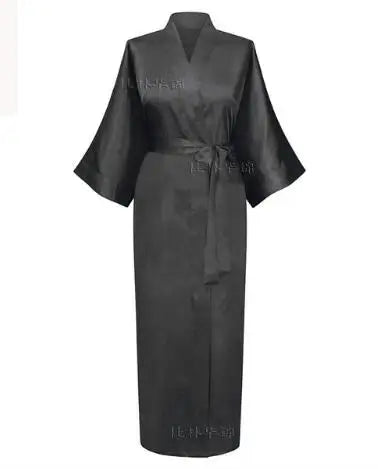 Women Silk Satin Long Wedding Bride Bridesmaid Robe Kimono Robe Feminino Bath