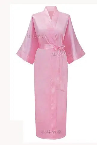 Women Silk Satin Long Wedding Bride Bridesmaid Robe Kimono Robe Feminino Bath