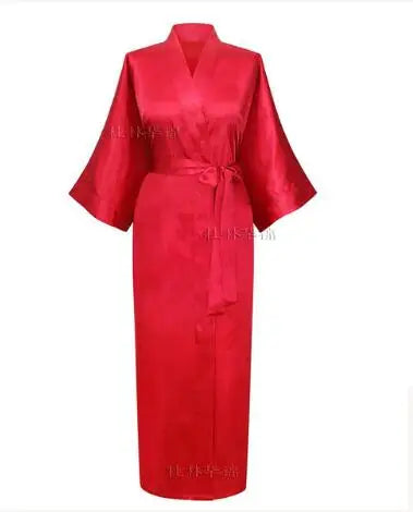 Women Silk Satin Long Wedding Bride Bridesmaid Robe Kimono Robe Feminino Bath