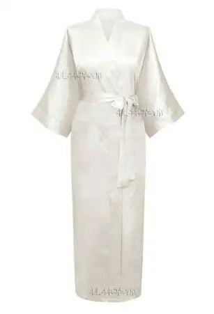 Women Silk Satin Long Wedding Bride Bridesmaid Robe Kimono Robe Feminino Bath