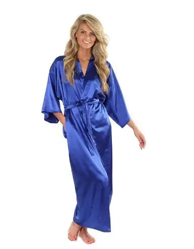 Women Silk Satin Long Wedding Bride Bridesmaid Robe Kimono Robe Feminino Bath