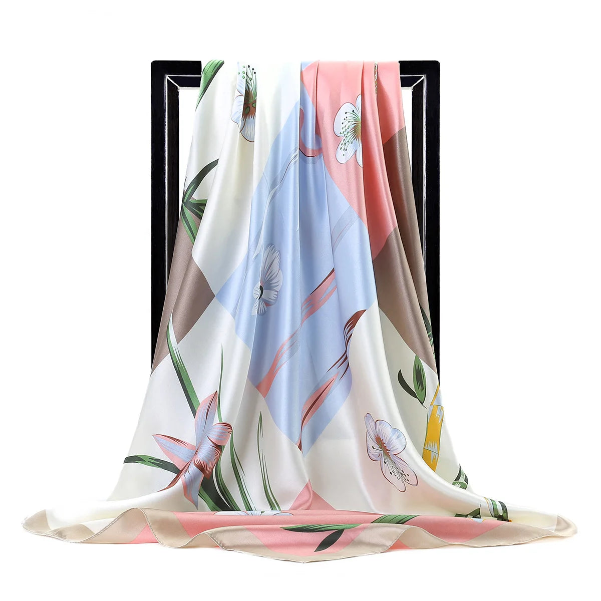 Fashion Kerchief Silk Satin Neck Scarf for Women Print Hijab Scarfs