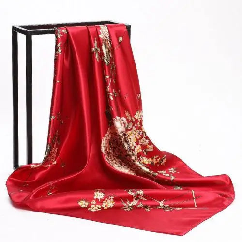 Fashion Kerchief Silk Satin Neck Scarf for Women Print Hijab Scarfs