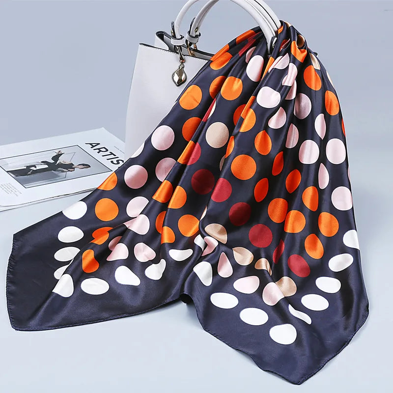 Fashion Kerchief Silk Satin Neck Scarf for Women Print Hijab Scarfs